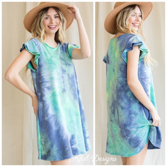 ❤️LAST! Super Soft Tie Dye Flutter Sleeve Dress - Picture 6 of 8